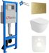 Lavita Inbouwreservoir Complete Toiletset LAV 101 - Inbouw WC Hangtoilet Wandcloset SOFI SLIM WHITE MAT - Bedieningsplaat 200.4.5 Gouden - Voorwandelement voor toilet 40cm - Installatiesysteem