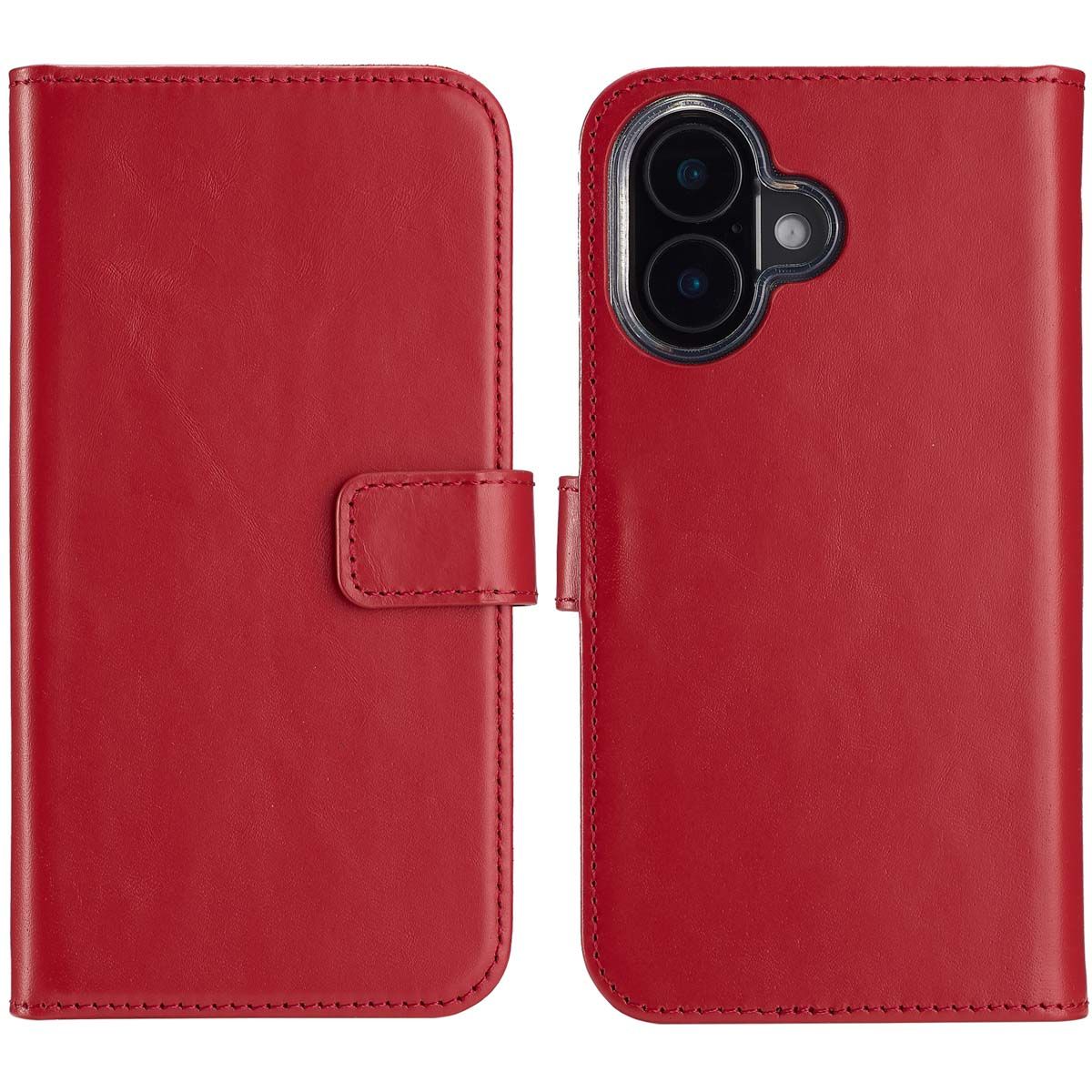 Selencia Echt Leren Bookcase Apple iPhone 16 Plus - Rood