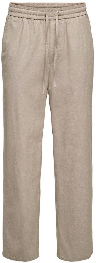 Only & Sons ONSSINUS Loose Casual Broek met Linnen Lichtbruin XL