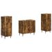 vidaXL - 3-delig - badkamerkast - set - ZWOLLE - Gerookt - eiken - Bewerkt - hout