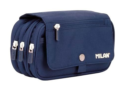 MILAN® Pennenetui met 4 ritssluitingen met klep 1918, blauw