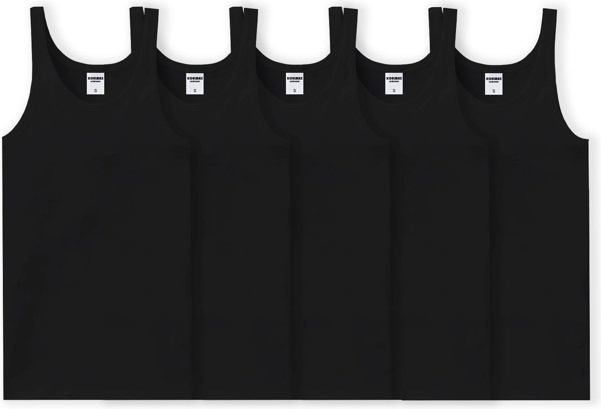 Merkloos Heren Onderhemden - Zwart - 5 Pack - Maat M - Katoen - Ronde Hals - KOELMAX UNDERWEAR