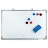 Idena 10414 - Whiteboard met aluminium frame, ca. 40 x 60 cm, inclusief 6 magneten en spons, geschikt voor wandmontage, ideaal voor kantoor en thuis, zonder maker