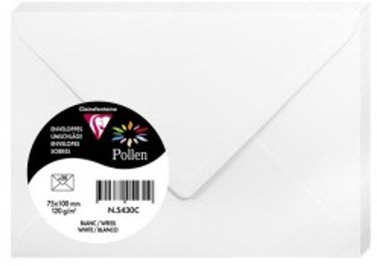 Clairefontaine Pollen Mini Envelopes, 75 x 100 mm, White, 120 g/m², Pack of 20