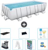Bestway Rechthoekig Power Steel Zwembad - 549 x 274 x 122 - Grijs - Inclusief Pomp - Ladder - Afdekzeil - Solar Mat - Speelgoed - 8-delig