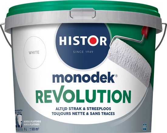 monodek revolution Histor MonoDek Revolution Muurverf Mat - 5L - Wit