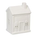 Relaxdays theelichthouder huisje, waxinelichthouder, voor 1 theelichtje, HxBxD: 12,5 x 9 x 7 cm, porselein, wit