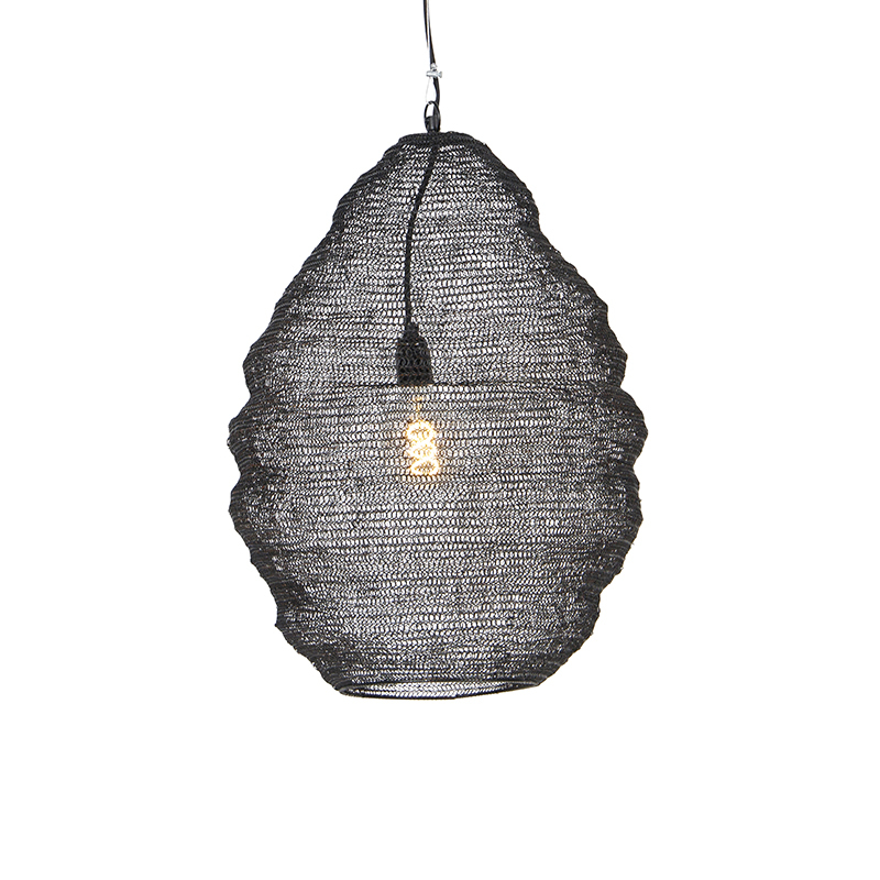 QAZQA Oosterse hanglamp zwart 45 cm - Nidum