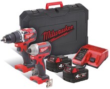 Milwaukee M18 CBLPP2B-402C Li-Ion Compact Brushless accu-combi gereedschapsset / Powerpack