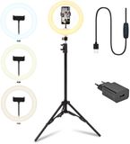 Infinity Goods Ring Light Met Statief - LED - 3 Kleuren - Verstelbaar Statief Tot 186m - Zwart