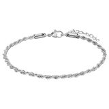Lucardi Dames Stalen armband koord 3mm - Armband - Staal - Zilver - 22 cm