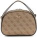 GUESS Coleen Logo Top Zip Crossbody tas Latte Logo Lichtbruin