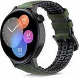 Strap-it Huawei Watch GT 3 42mm bracelet en silicone / cuir (noir/vert)