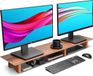 Famanu Grote houten monitorstandaard - bureauverhoger met kurkblokken - geschikt voor zware laptops - monitoren en tv’s - walnootkleur