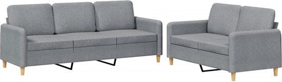 VidaXL 2-delige Loungeset met kussens stof lichtgrijs