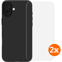 BlueBuilt Protective Back Cover iPhone 16 Plus Transparant + Screenprotector Glas Duo Pack