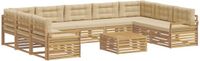 vidaXL - Buiten - bank - set - 10 - st - Wit - en - Beige - Massief - Acacia - Hout