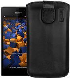 mumbi Echt leren hoesje compatibel met Sony Xperia M2 hoes leren tas case wallet, zwart