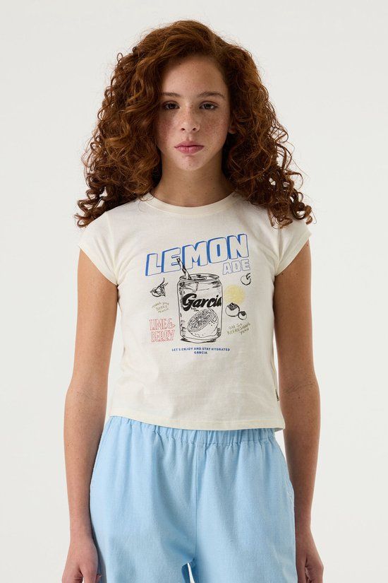 Garcia Meisjes Print T-shirt Wit Korte mouw