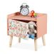 Relaxdays Table de chevet Chambre d'enfant - 41x40x30 cm - Avec porte - Pieds en bois - Vert/Blanc/Marron clair