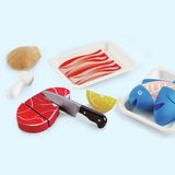 Hape Vis en Vlees Set - Rollenspel Keuken Speelset met Mes en Citroen, 9 Delig, 3+ Jaar