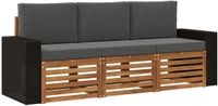 vidaXL - Bank loungeset - 4 zitplekken - Massief acacia hout - Natuurlijk en antraciet