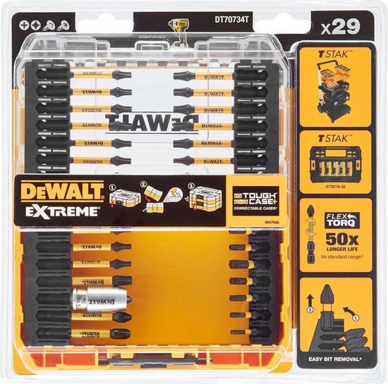 DeWalt DT70734T-QZ 29-delige bitset in cassette - PZ/TX