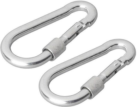 PRO Karabijnhaak metaal 8x80mm met schroefsluiting 2 stuks in blister