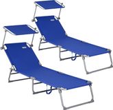Casaria Ligstoel Hawai – 2 Stuks / 4 Standen UV-Bestendig – Blauw