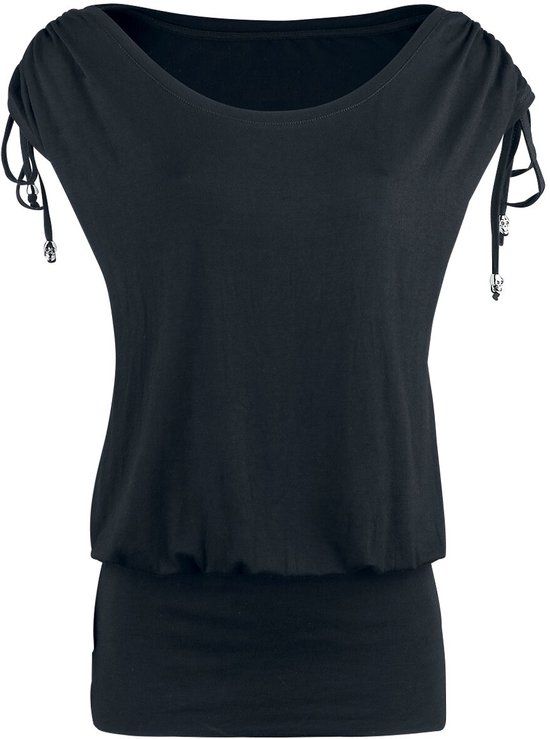 Black Premium by EMP Zwart t-shirt met geregen mouwen - Dames - L