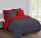 TRANKIELO® Housse de couette réversible 240x220 cm Coton Anthracite/Rouge set 3 pièces