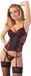 Cottelli Collection Lingerie Korset Jarretel Lingerie Set met Rode Bloemen Motief