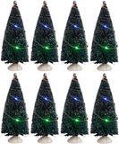 Feeric lights & Christmas Feeric Christmas Kerstdorp mini kerstboompjes - 16x st - 15 cm - verlicht - 20 gekleurde LED lampjes