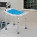 Tabouret de douche en alliage d'aluminium et plastique antidérapant, siège de salle de bain avec hauteur réglable 6 niveaux 39-52cm, bleu