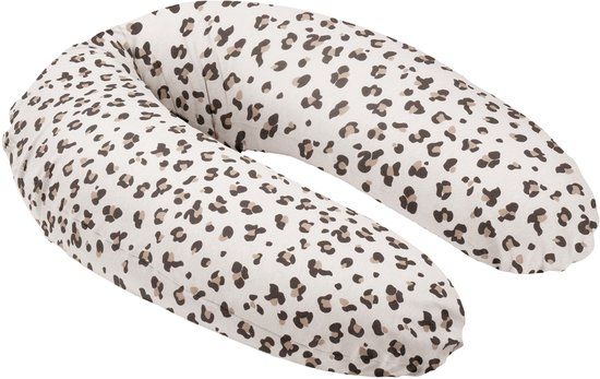 doomoo Buddy - Zwangerschapskussen & Voedingskussen - Ergonomisch - Microkorrels - Biologisch katoen - 180 cm - Leopard Cream