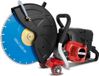 EBERTH benzine-afkortzaag, Motorflex-afkortzaag voor nat en droog zagen (zaagschijf van 350 mm, tweetaktmotor van 3 kW, cilinderinhoud 64,6 cc, 9500 tpm, trekstarter, max. zaagdiepte 110 mm)