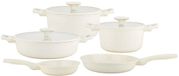 Ferveo Luna Set de casseroles - 8 pièces - Crème - avec couvercle en verre