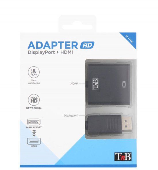 T'nB Adapter DisplayPort naar HDMI Zwart