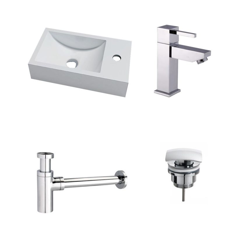 Badkamerplanet Solid Surface Fonteinset Recto 40x22x10 cm - Wit