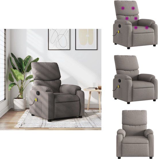 vidaXL Massagestoel verstelbaar stof taupe