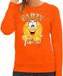 Bellatio Decorations Verkleed sweater dames - party time emoji - oranje - Koningsdag XXL
