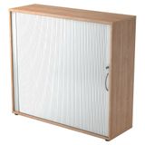 hjh OFFICE PRO Roldeurkast - Walnoot/Zilver - 120 x 40 x 110 cm - Beta 1733S