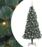 vidaXL Kunstkerstboom met verlichting en ballenset Groen 240 cm PET