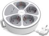 Plastrol Rallonge avec 4 prises Schuko, 2 mètres de long, avec ports USB-A et USB-C et interrupteur