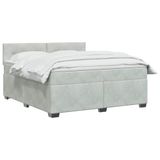 vidaXL Boxspringbed met matras, lichtgrijs, 140 x 190 cm, fluweel