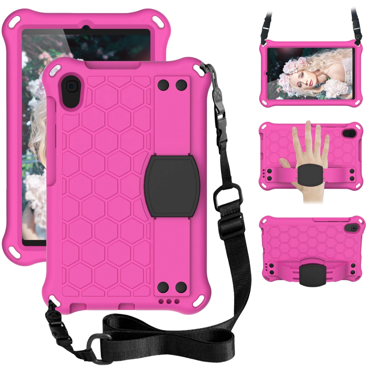 NONE Apple iPad Mini 6 Siliconen Hoesje met Handgreepriem - Roze
