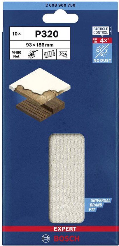 Bosch EXPERT M480 - Schuurnet - 186 x 93 mm - K320 - 10 stuks