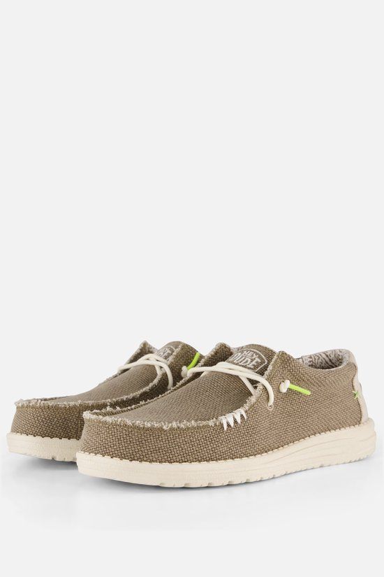 HEYDUDE Wally Braided Instappers groen Canvas - Maat 42