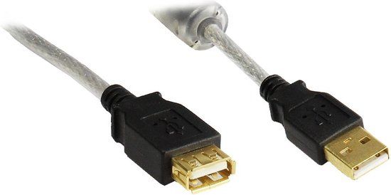 Alcasa USB 2.0 1.8m USB-kabel Zwart, Transparant
