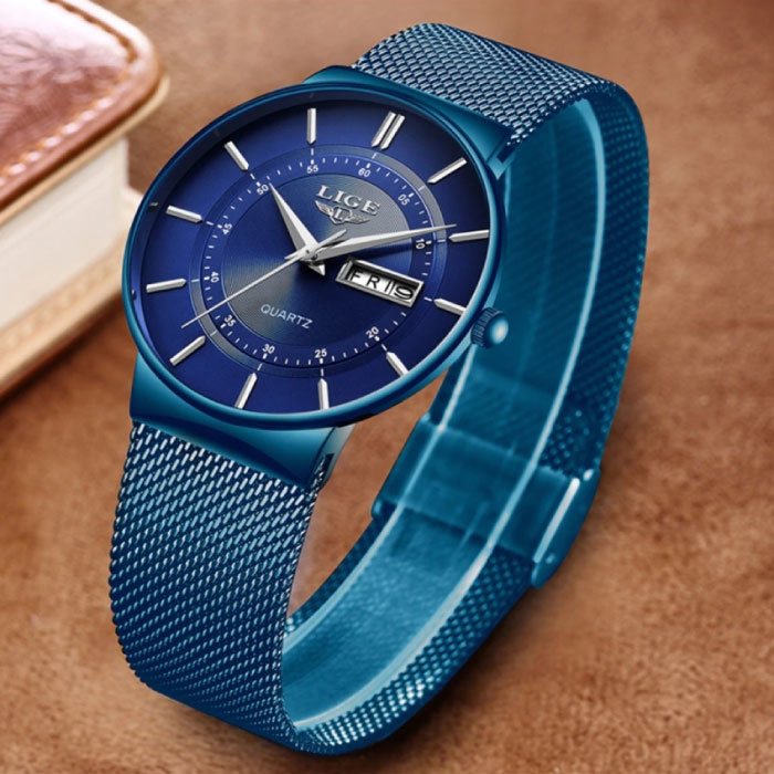 Lige Lige Kwarts Uurwerk Heren - Anoloog Luxe Horloge voor Mannen Blauw